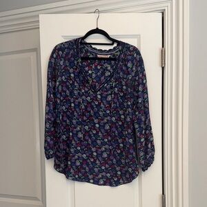 Rebecca Taylor Navy Floral Blouse